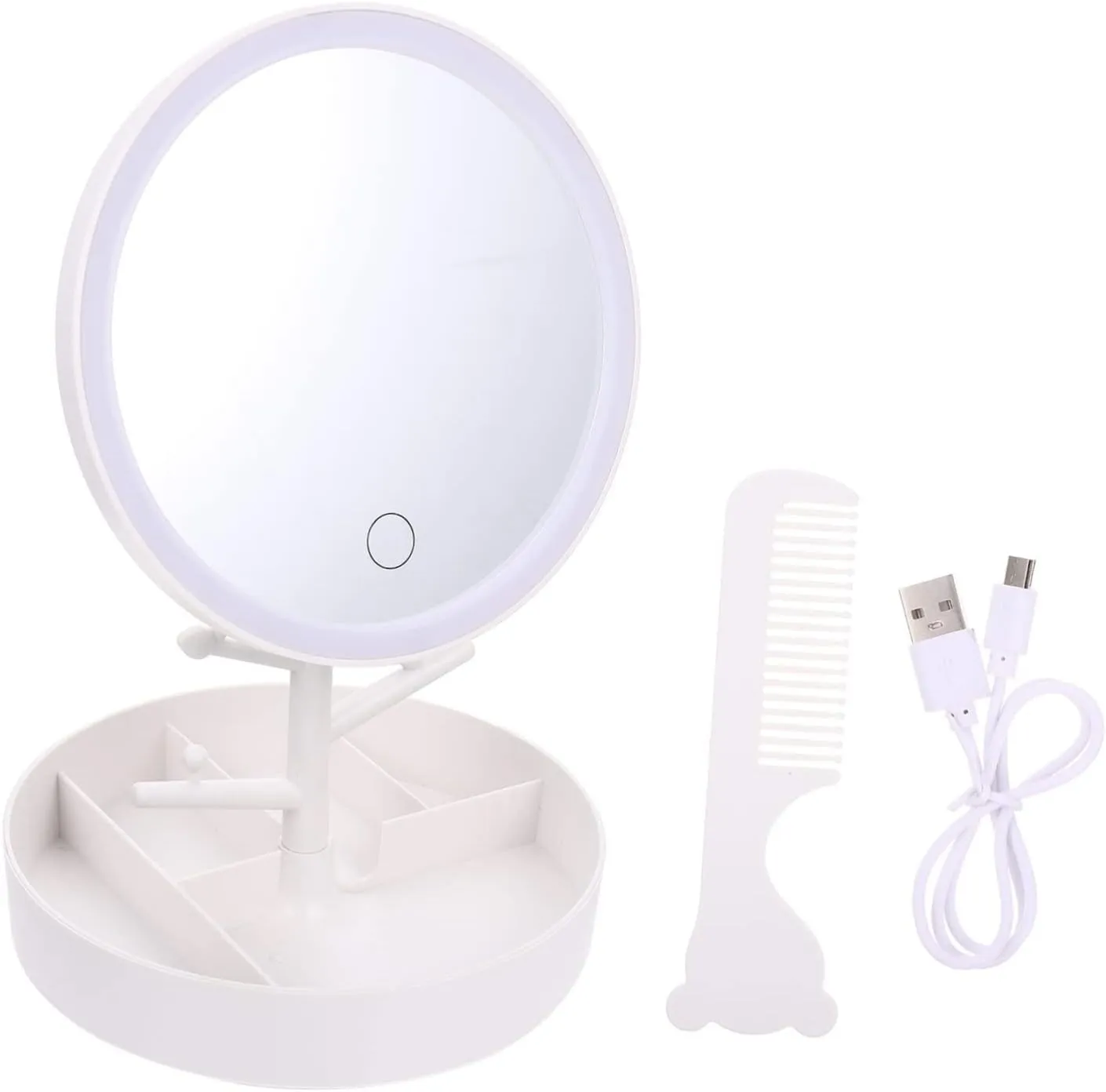 Led Mirror with Makeup Supply Table Mirror Perfect for Touching up Multi-Functional Safe Abs Material