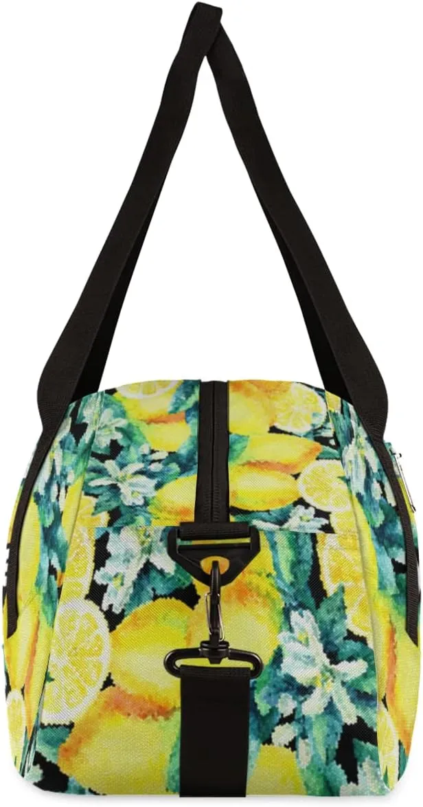 Lemon Blossom Leaves Personalized Kids Duffel Bag for Girls Boys, Lemon Debris Custom Name Dance Bag Overnight Small Duffel Bag Carry On Weekend Sports Travel Bag for School Practice Gymnastics Ballet