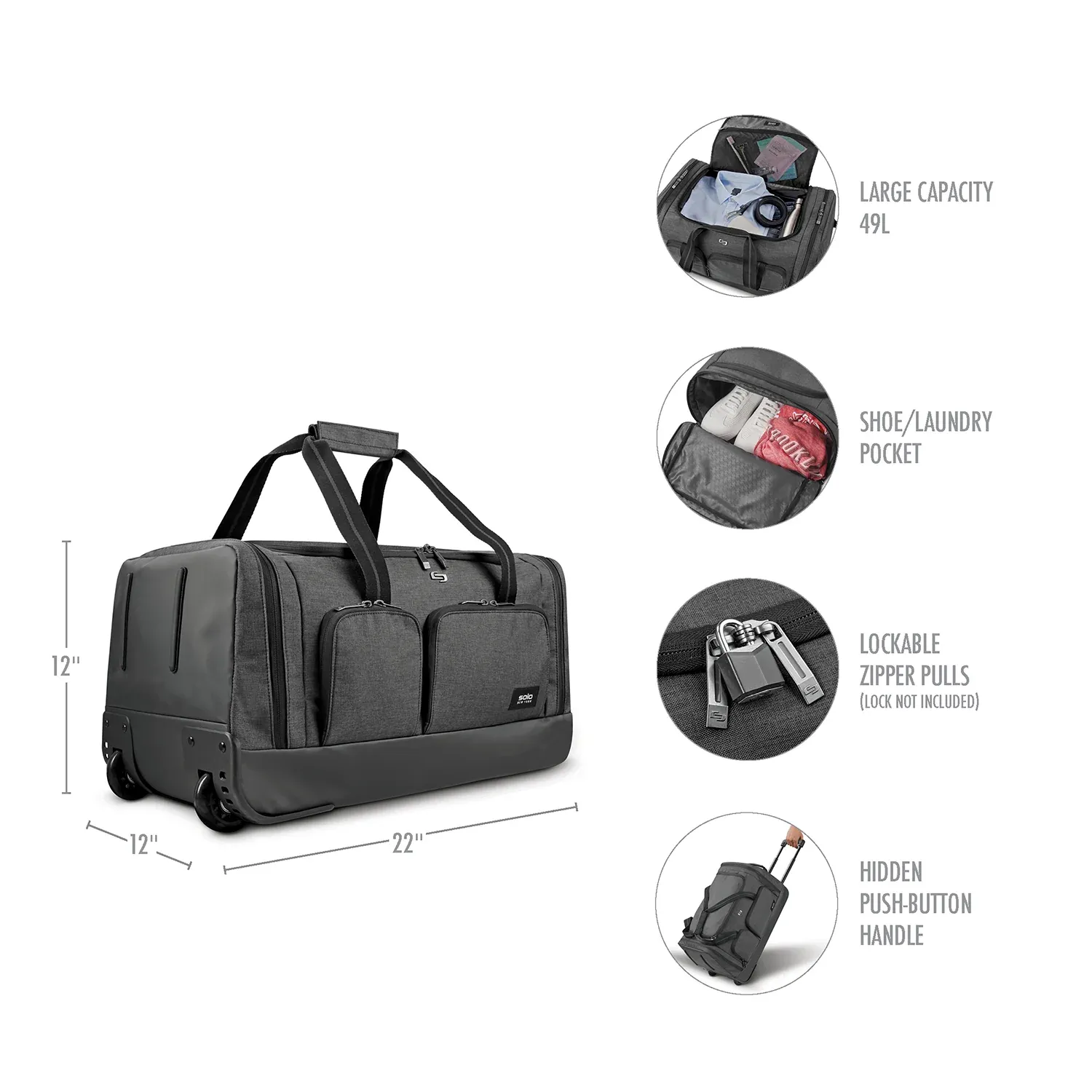 LEROY Rolling Duffel - Black