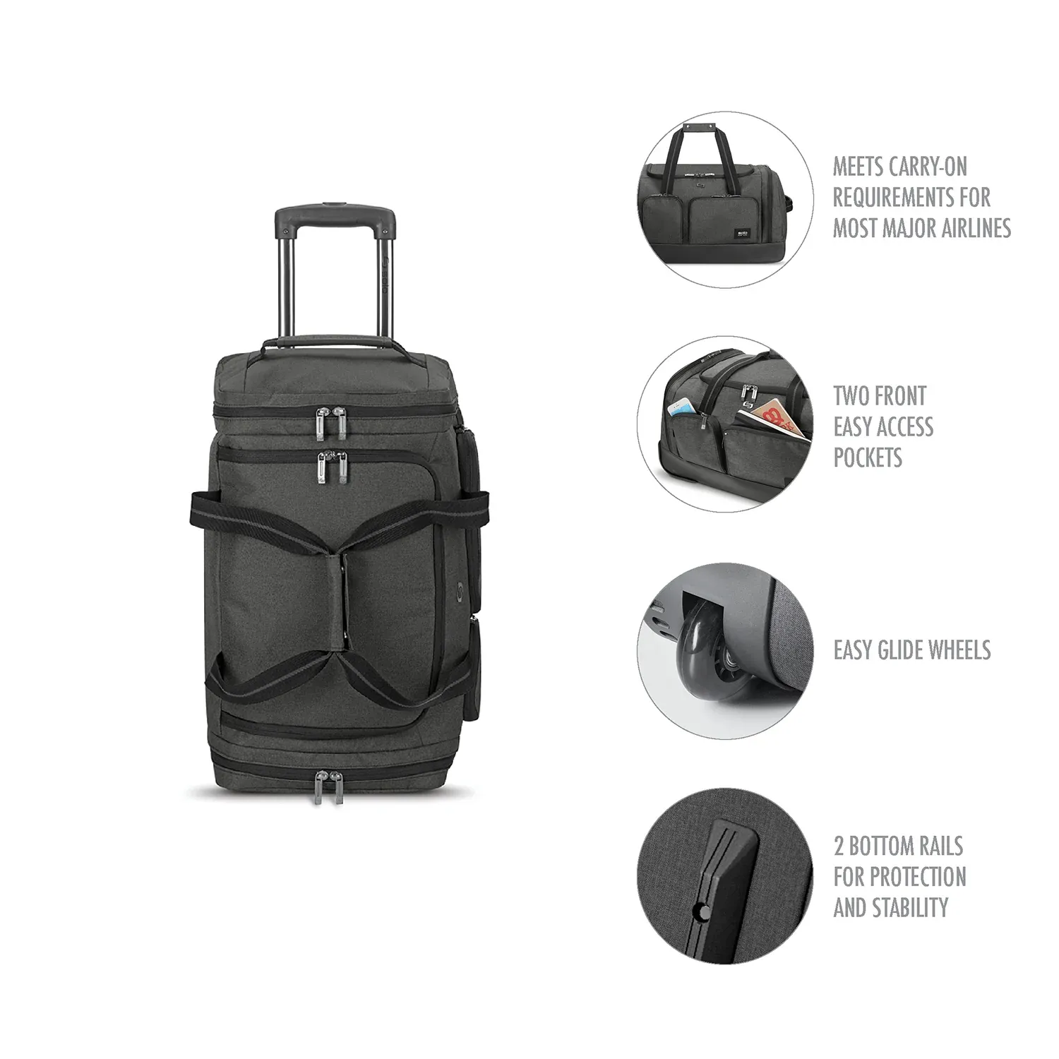 LEROY Rolling Duffel - Black