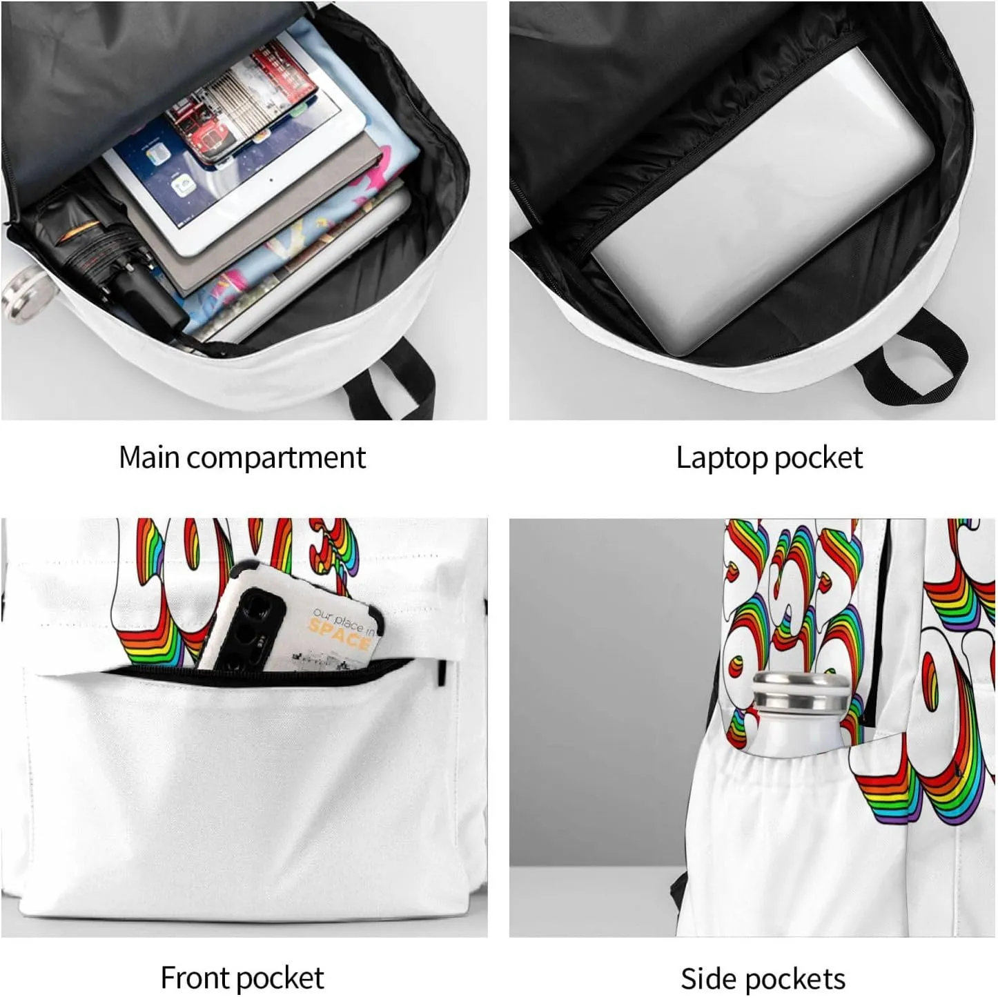 Lgbt Pride Rainbow Gay Love Is Love Rainbow Laptop Backpack Shoulder Bag Laptop Pack Travel Backpacks Commuter Back Pack Casual Daypack Bags With Side Pockets