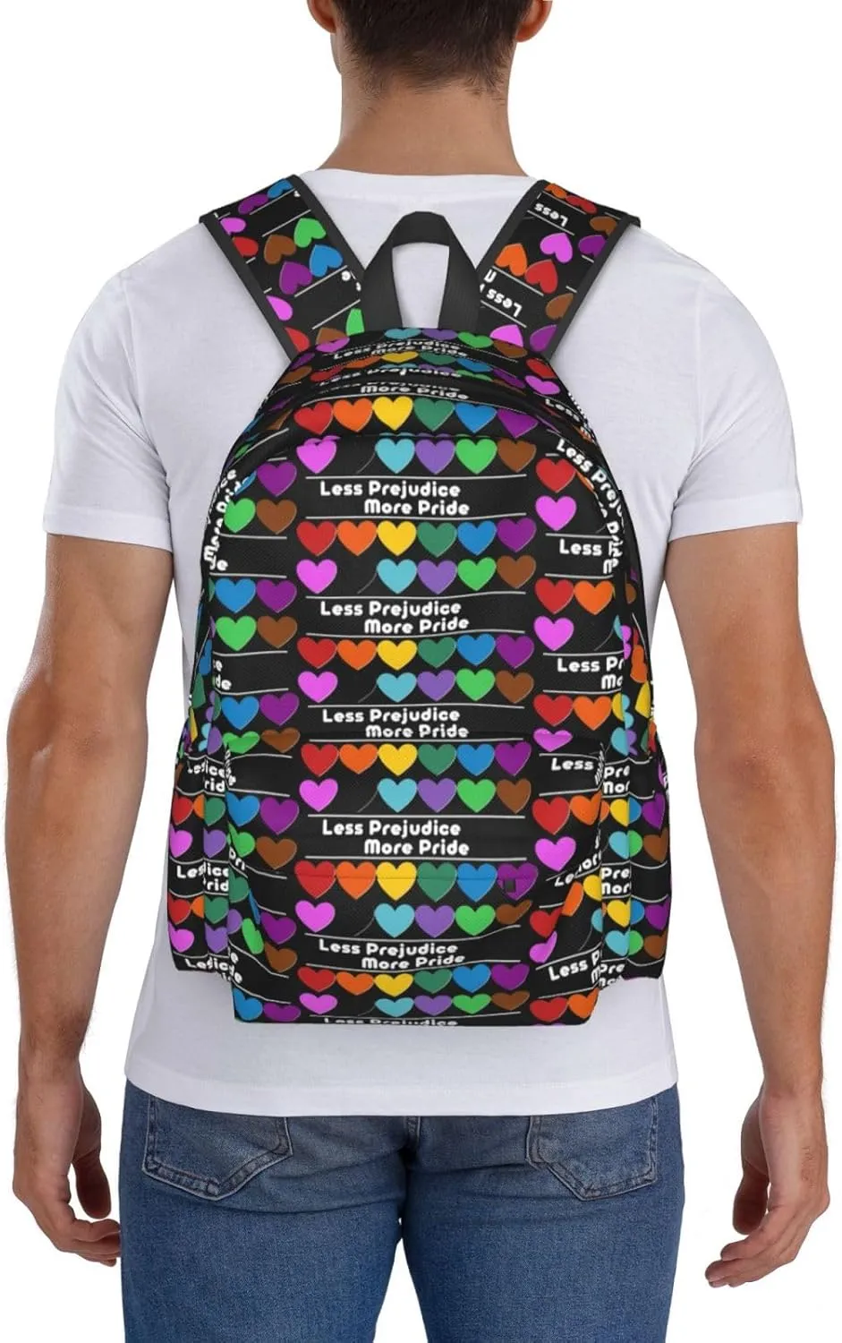 Lgbt Pride Rainbow Gay More Pride Less Prejudice Laptop Backpack Shoulder Bag Laptop Pack Travel Backpacks Commuter Back Pack Casual Daypack Bags With Side Pockets