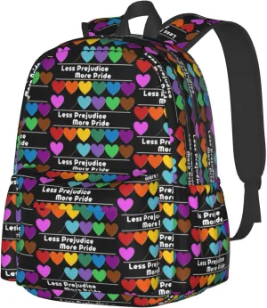 Lgbt Pride Rainbow Gay More Pride Less Prejudice Laptop Backpack Shoulder Bag Laptop Pack Travel Backpacks Commuter Back Pack Casual Daypack Bags With Side Pockets