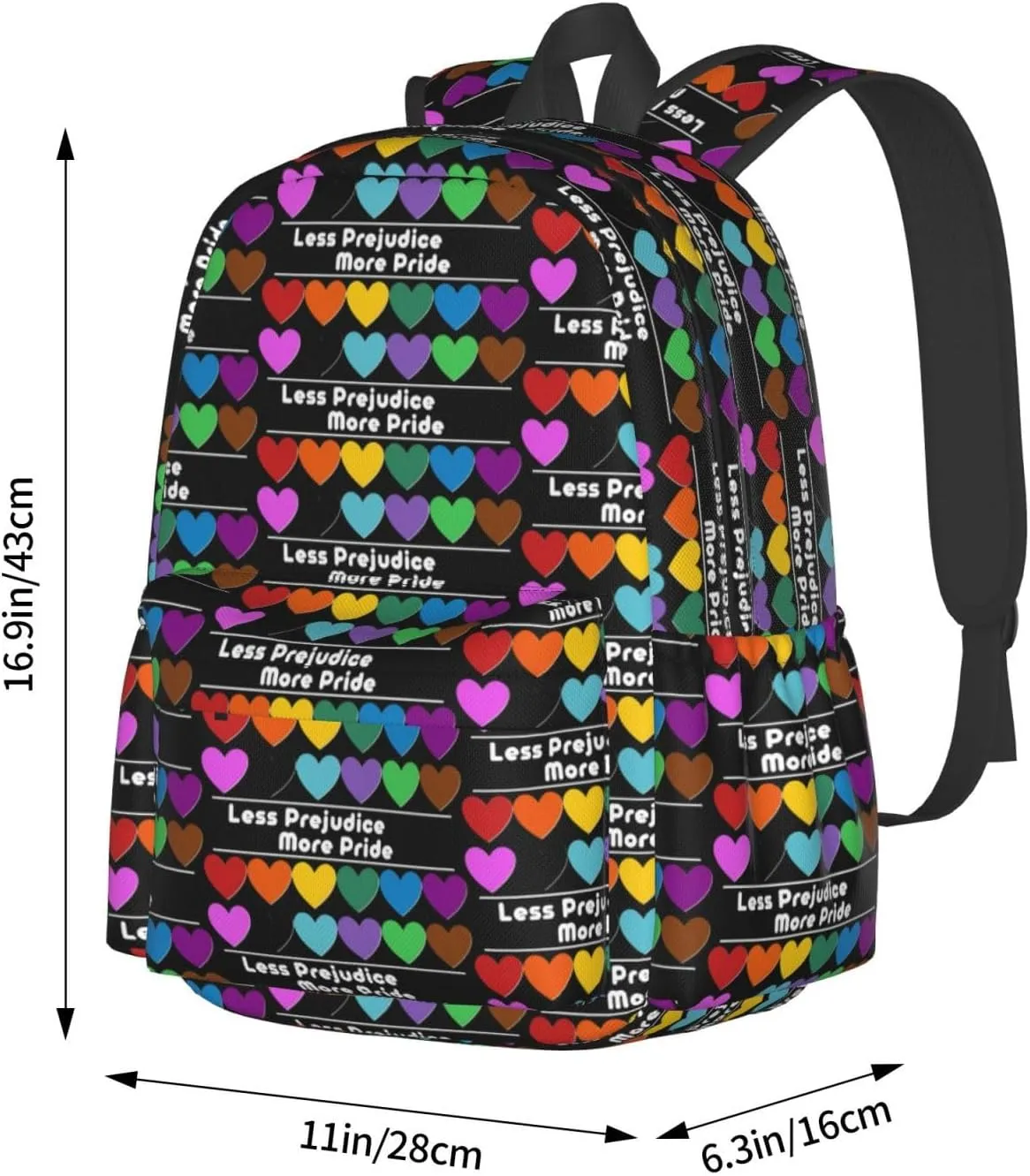 Lgbt Pride Rainbow Gay More Pride Less Prejudice Laptop Backpack Shoulder Bag Laptop Pack Travel Backpacks Commuter Back Pack Casual Daypack Bags With Side Pockets