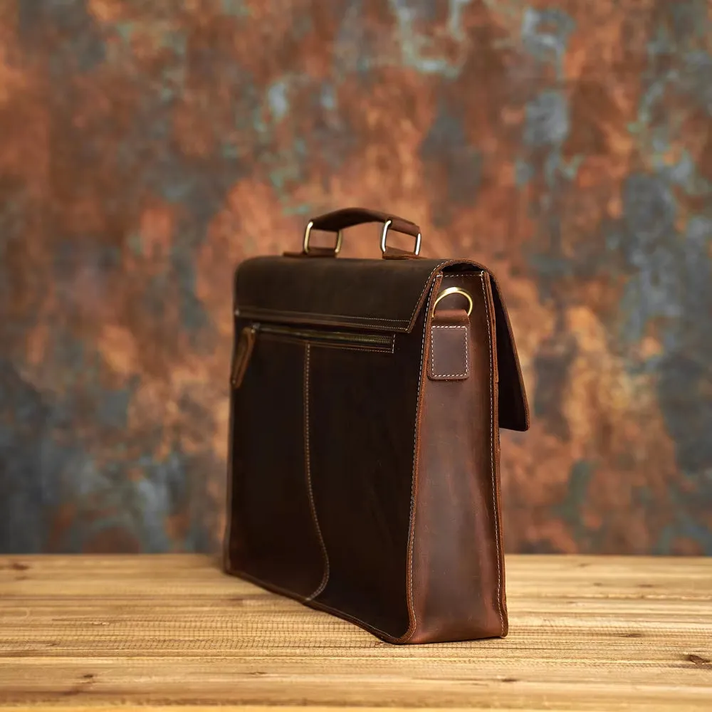 Liam | Retro Leather Crossbody Laptop Travel Messenger Handbag