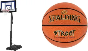 Lifetime 51550 48 Inch Portable Basketball Hoop & Spalding Street Outdoor Basketball 29.5"