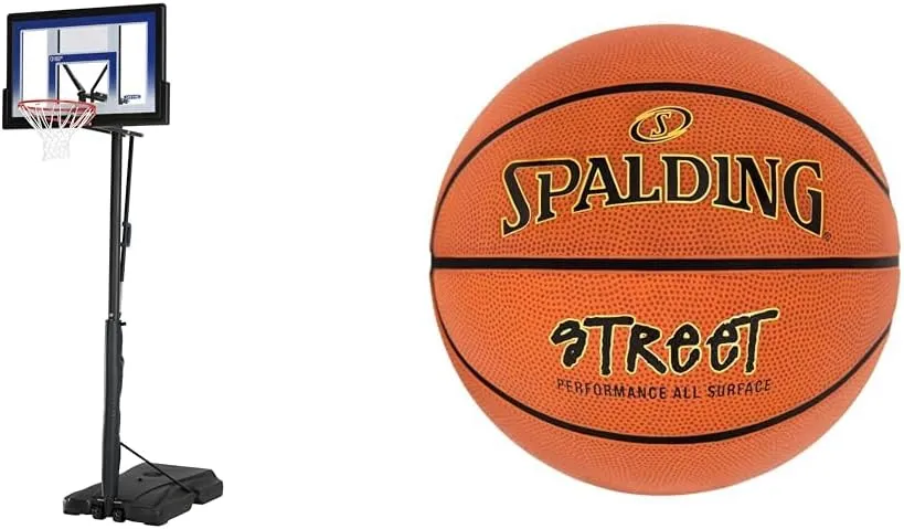 Lifetime 51550 48 Inch Portable Basketball Hoop & Spalding Street Outdoor Basketball 29.5"