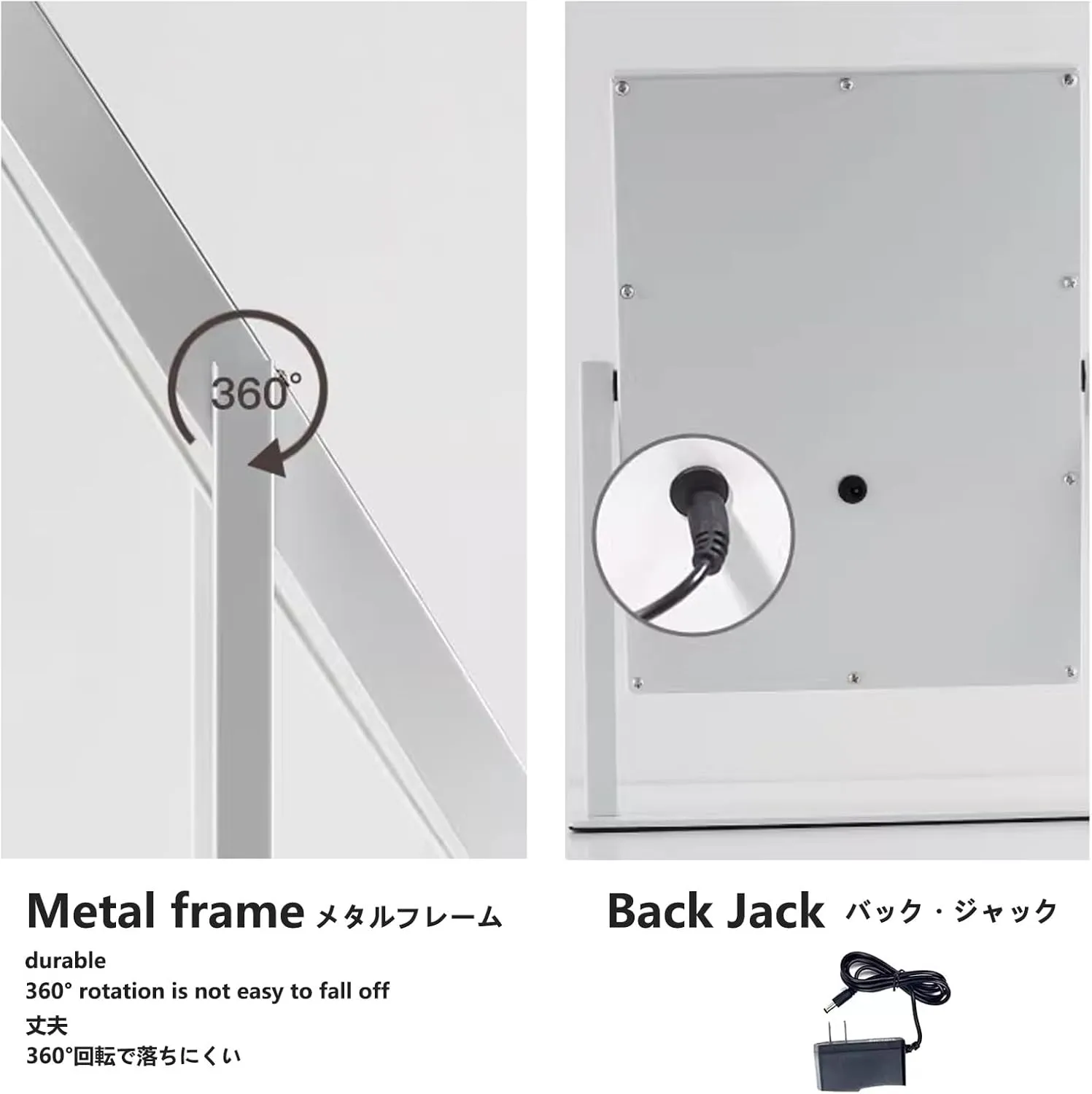 Lighted Makeup Mirror, Desk Mirror With Dimmable Brightness, 360°Rotation Desktop Mirror, Adjustable Tri Tone LED Lighted Makeup Mirror, for Dressing Room & Bedroom, Smart Touch Control, Black, White(