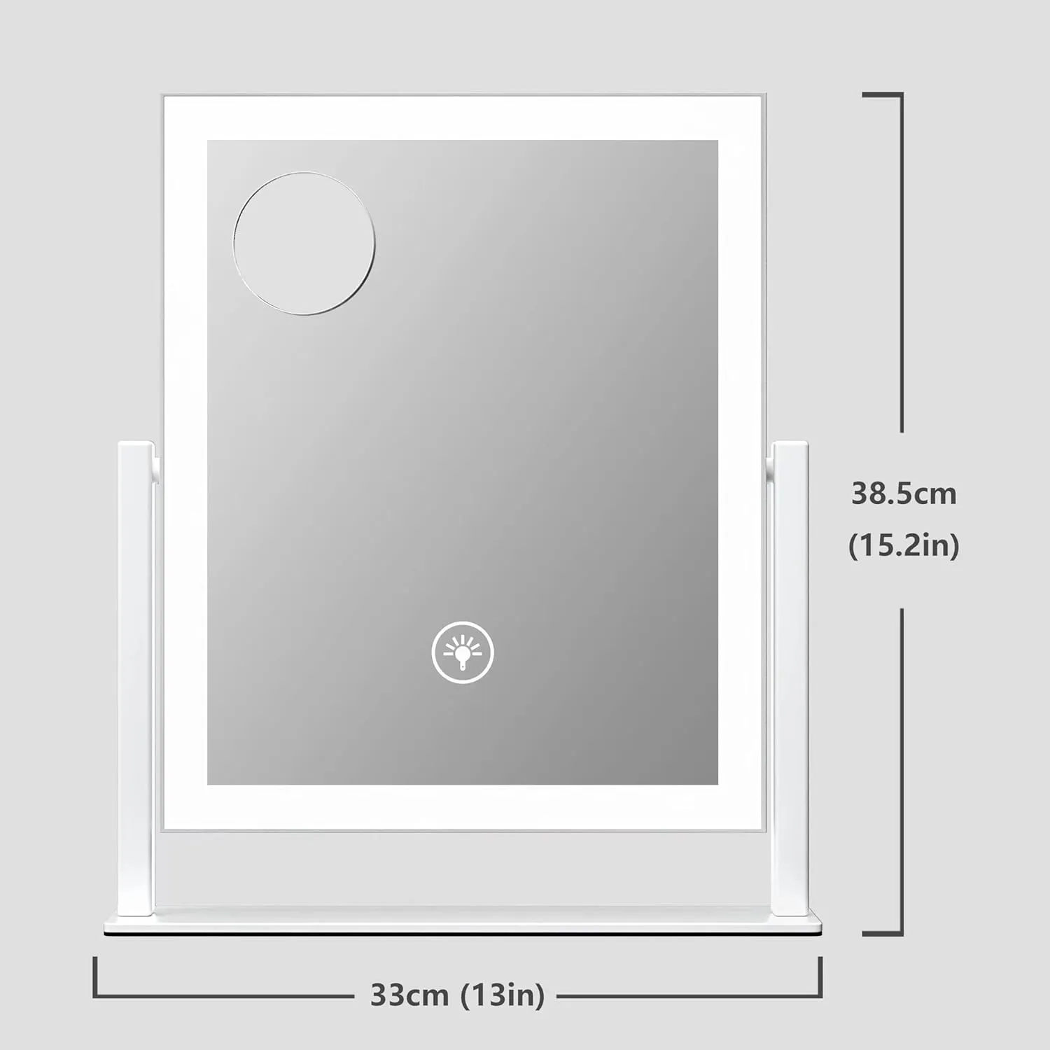 Lighted Makeup Mirror with Bluetooth, Hollywood Vanity Mirror with Lights, Three Color Lighting Modes, 5X Magnification Mirror, Smart Touch Control, 360°Rotation (15.2in,White,)
