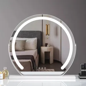 Lighted Vanity Mirror 42cmX38cm, 52cmX48cm, 62cmx58cm Make Up Mirror With Lighting For Makeup Desk, Dressing Room & Bedroom Touchscreen Control 360°Adjustable LED Table Mirror ( Color : White , Size :