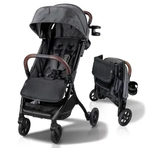 Lightweight Baby & Toddler Stroller, Ultra Compact, Airplane-Friendly Travel Stroller, One-Handed Fold, Near Flat Recline, X-L Canopy & Parent Cup Holder -LinQ (v2 Shadow Grey)