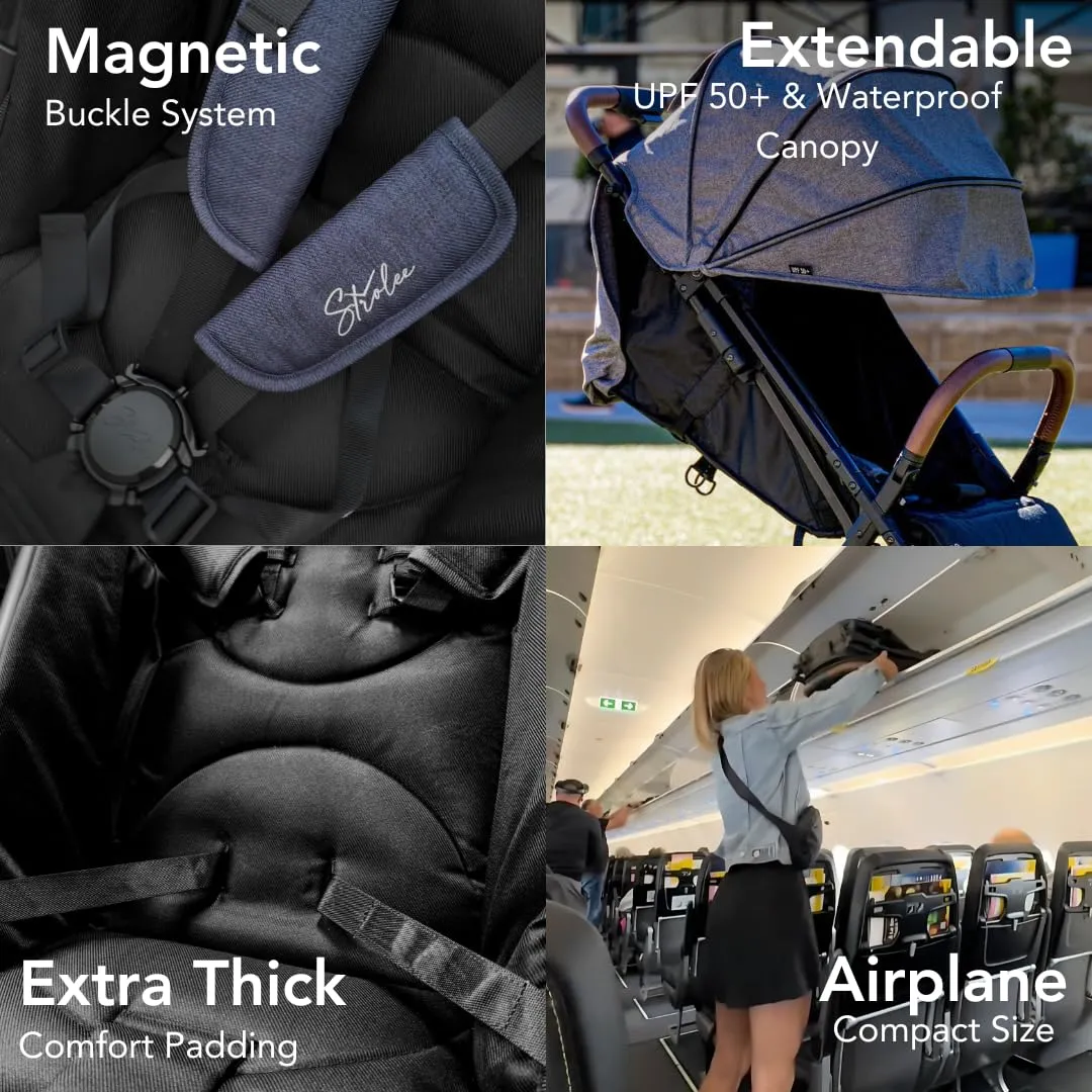 Lightweight Baby & Toddler Stroller, Ultra Compact, Airplane-Friendly Travel Stroller, One-Handed Fold, Near Flat Recline, X-L Canopy & Parent Cup Holder -LinQ (v2 Shadow Grey)