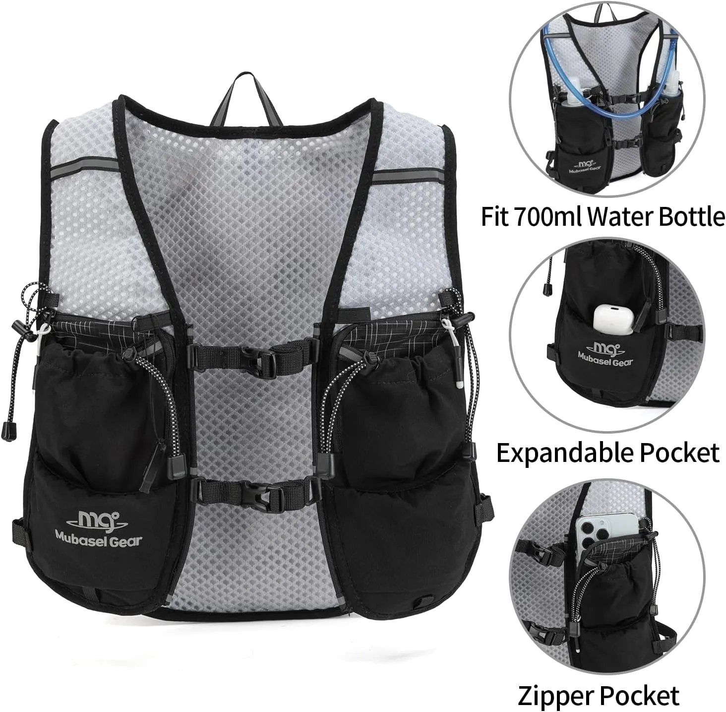 Lightweight Running Vest for Women & Men Hydration Backpack Pack with 1.5L Water Bladder Bag Running Gear Accessories for Hiking Marathon Trail Cycling