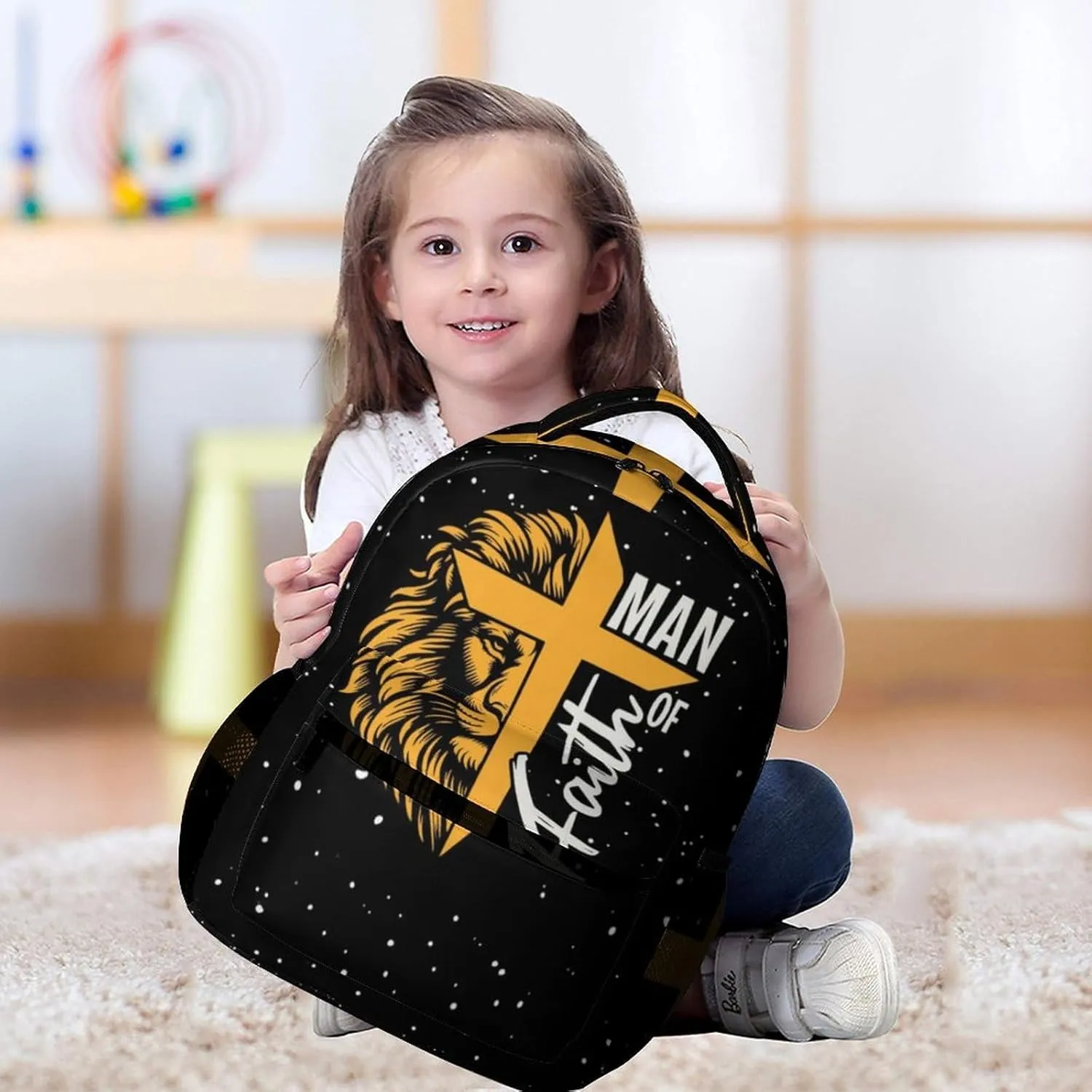 Lion Backpack for Kids Girls Boys School, 16 Inches Cute Lions Theme Bookbag, Adjustable, Lightweight, Large Capacity, Colorful Daily Casual Backpacks