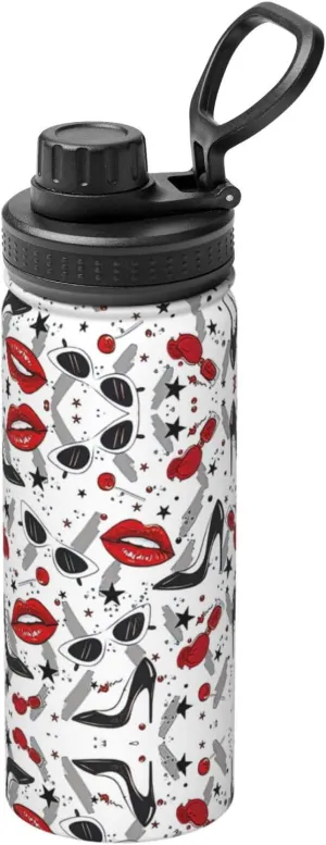 Lips high heels Sports Insulated Water Bottle - Premium 18 oz. Robust and Innovative Leak-Proof Design with 304 Steel