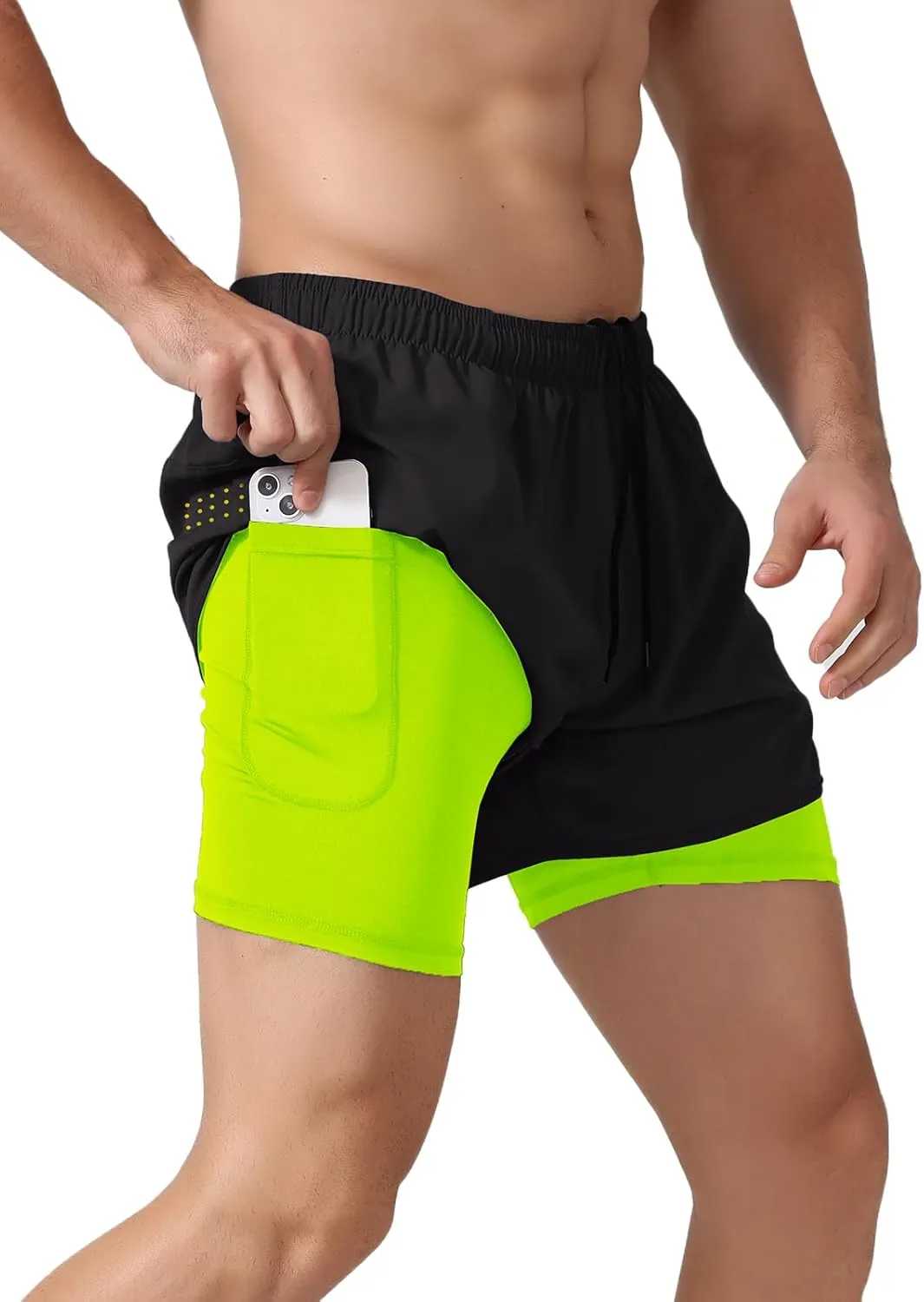 Litteking Men's Running Shorts 2 in 1 Gym Athletic Workout Short Pants Quick Dry Shorts with Pockets