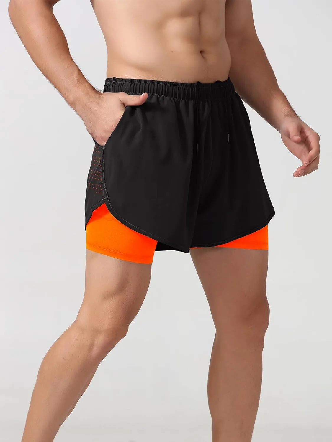 Litteking Men's Running Shorts 2 in 1 Gym Athletic Workout Short Pants Quick Dry Shorts with Pockets