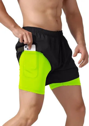 Litteking Men's Running Shorts 2 in 1 Gym Athletic Workout Short Pants Quick Dry Shorts with Pockets