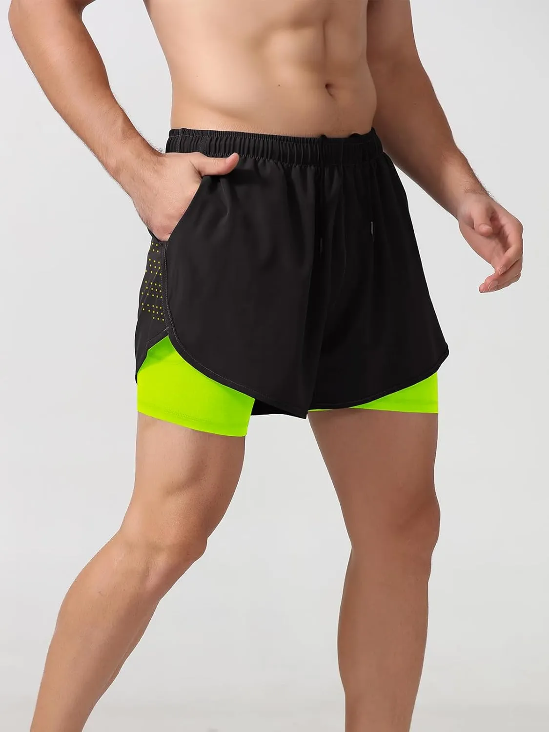 Litteking Men's Running Shorts 2 in 1 Gym Athletic Workout Short Pants Quick Dry Shorts with Pockets