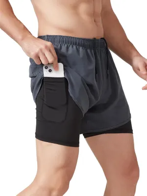 Litteking Men's Running Shorts 2 in 1 Gym Athletic Workout Short Pants Quick Dry Shorts with Pockets