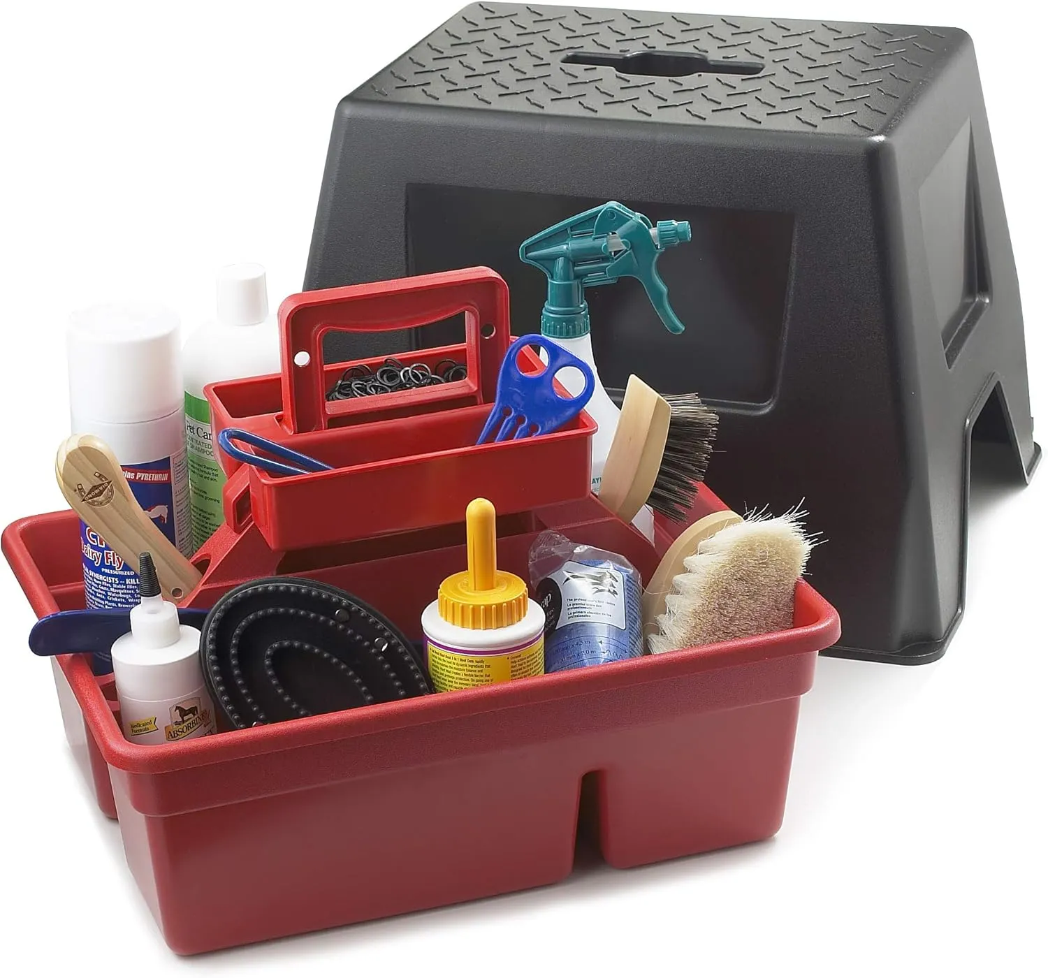 Little Giant Stable Storage Box and Stool DuraTote Stool and Tote Box with Carrying Handle (Red) (Item No. DTSSRED)