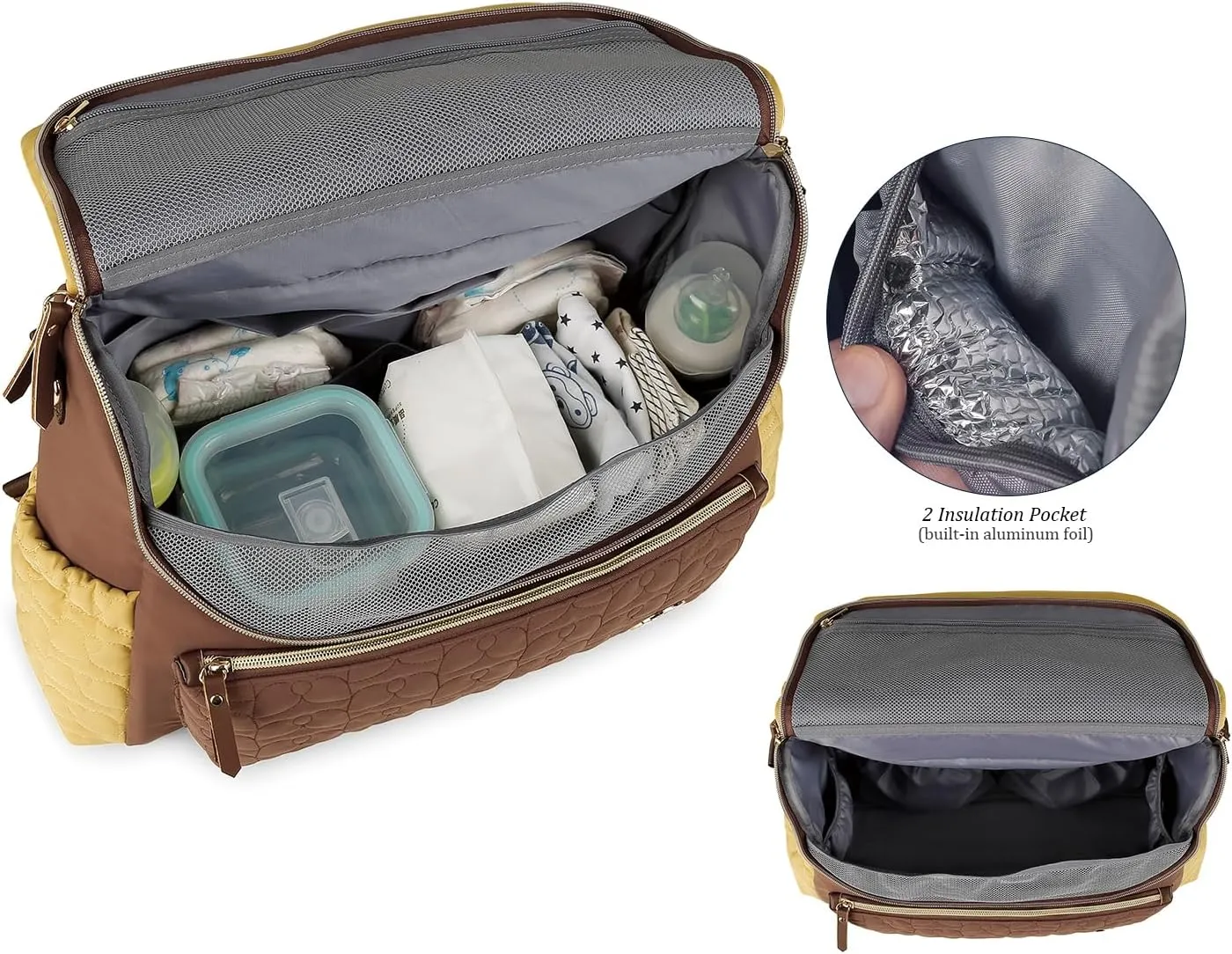 Lmbabter Diaper Bag Backpack Convertible Messenger Bag Travel Backpack Maternity Bags Stylish Baby Bag with Changing Pad for Mom (Brown)