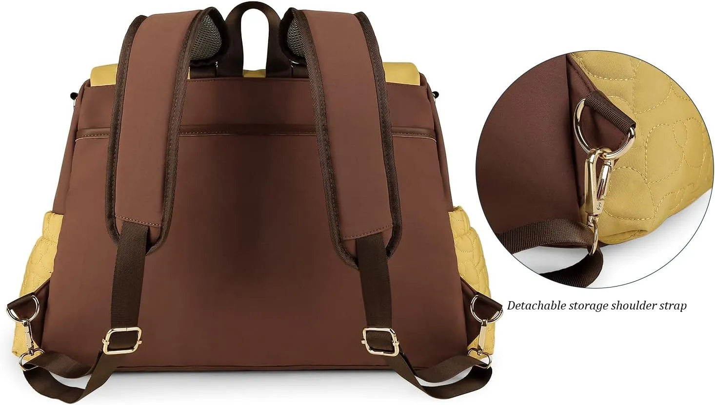 Lmbabter Diaper Bag Backpack Convertible Messenger Bag Travel Backpack Maternity Bags Stylish Baby Bag with Changing Pad for Mom (Brown)