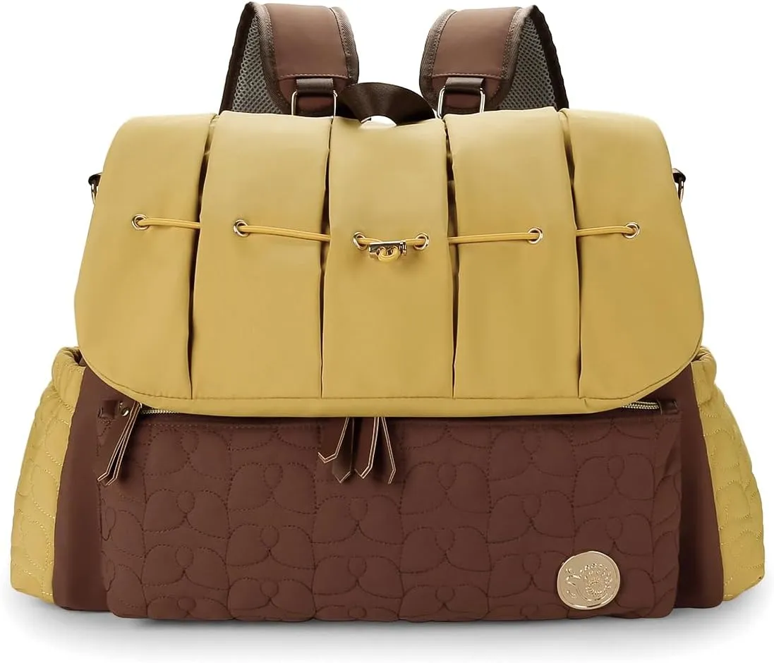 Lmbabter Diaper Bag Backpack Convertible Messenger Bag Travel Backpack Maternity Bags Stylish Baby Bag with Changing Pad for Mom (Brown)