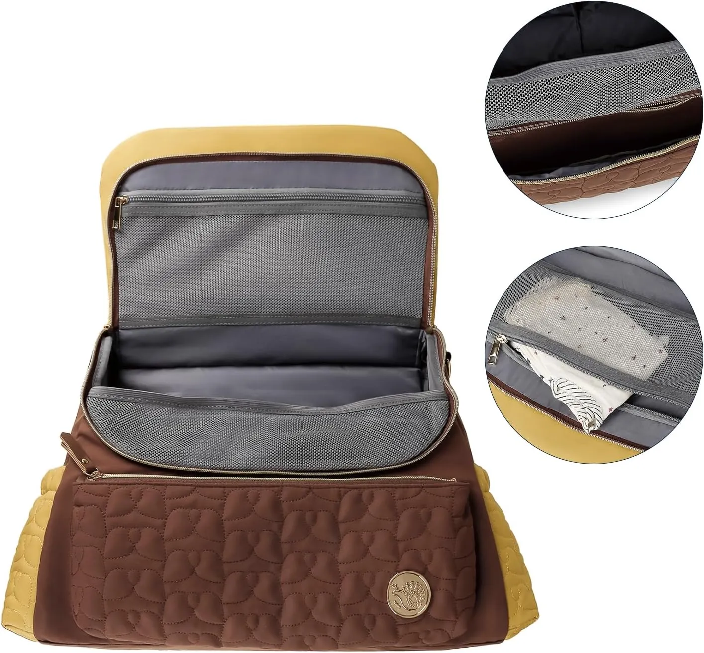 Lmbabter Diaper Bag Backpack Convertible Messenger Bag Travel Backpack Maternity Bags Stylish Baby Bag with Changing Pad for Mom (Brown)