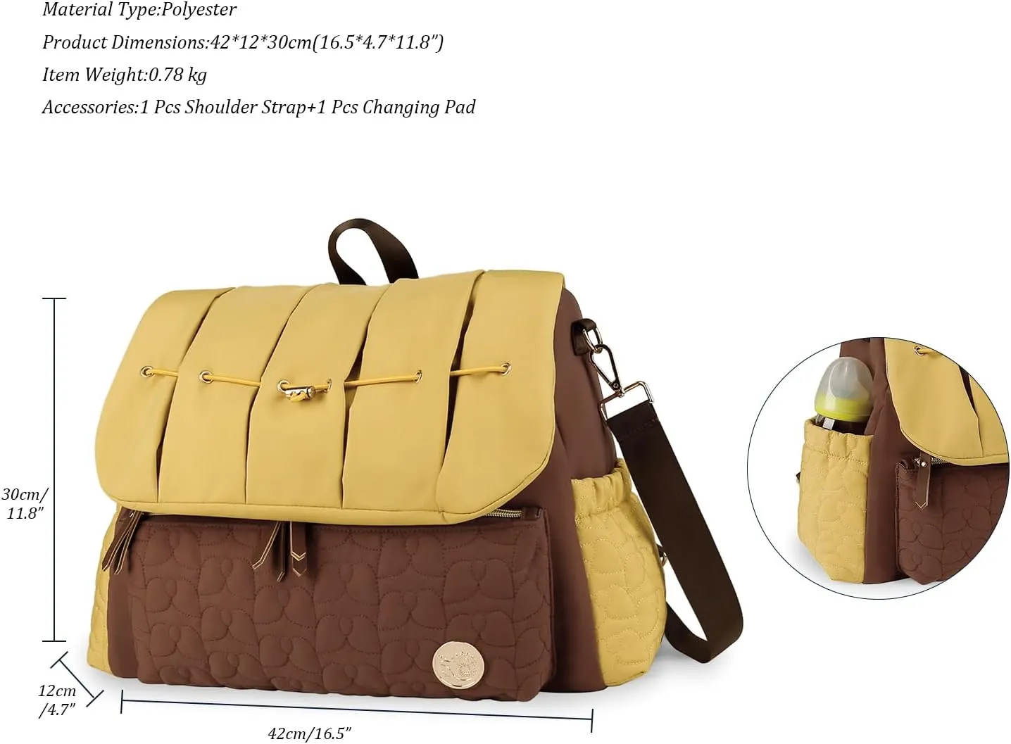 Lmbabter Diaper Bag Backpack Convertible Messenger Bag Travel Backpack Maternity Bags Stylish Baby Bag with Changing Pad for Mom (Brown)