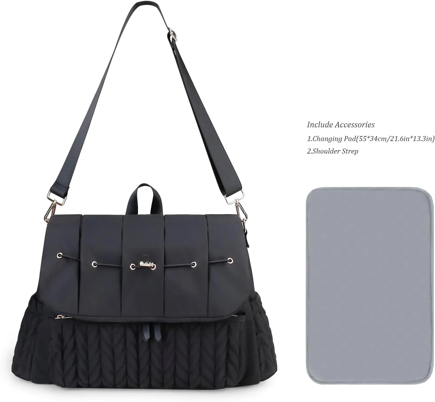 Lmbabter Diaper Bag Backpack Messenger Bag Travel Backpack Maternity Bags Stylish Baby Bag with Changing Pad for Mom (Black B)
