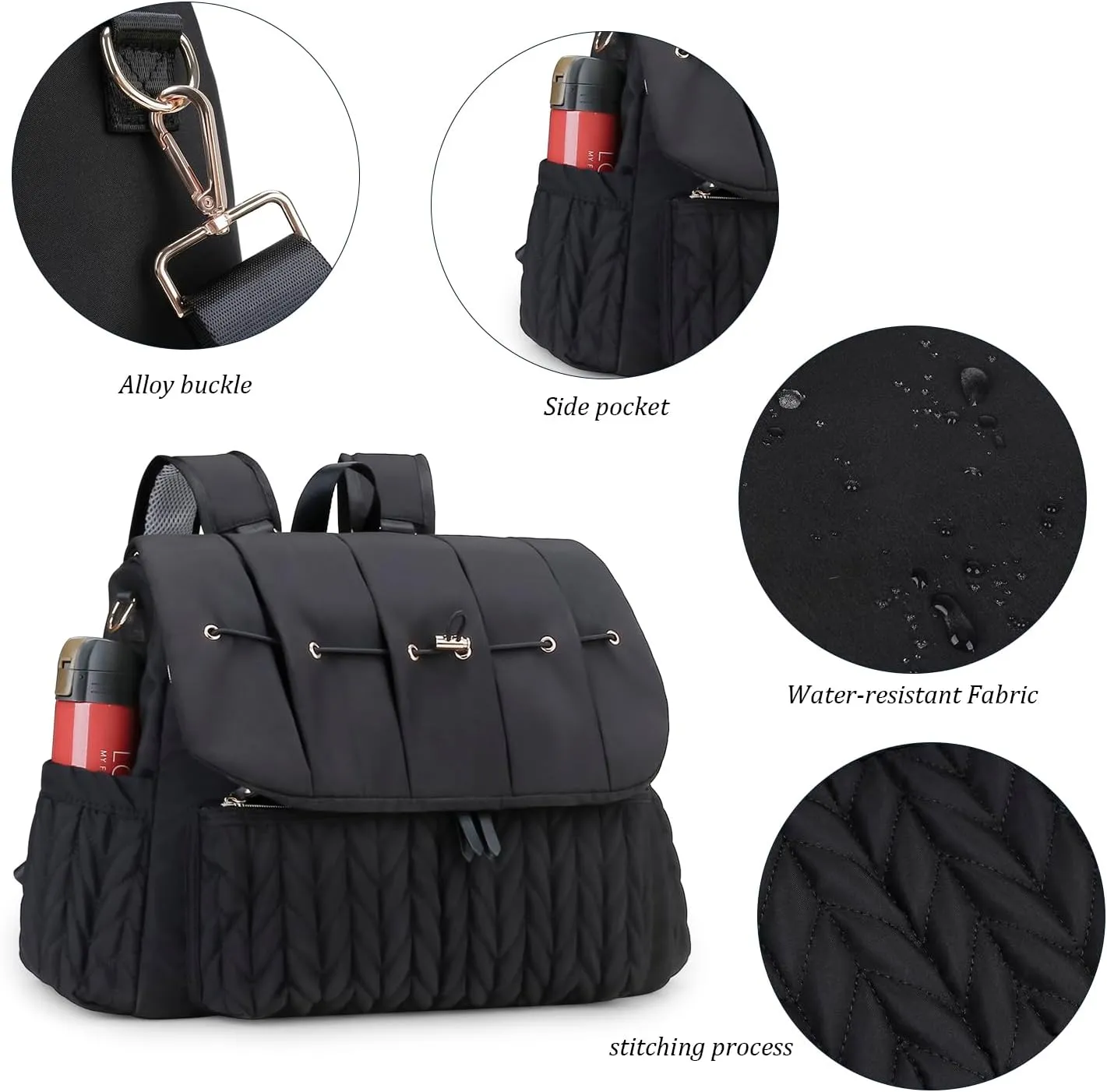 Lmbabter Diaper Bag Backpack Messenger Bag Travel Backpack Maternity Bags Stylish Baby Bag with Changing Pad for Mom (Black B)