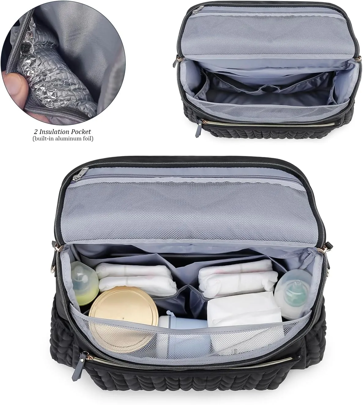 Lmbabter Diaper Bag Backpack Messenger Bag Travel Backpack Maternity Bags Stylish Baby Bag with Changing Pad for Mom (Black B)