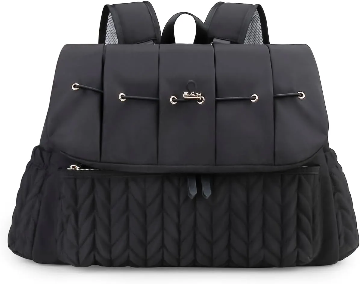 Lmbabter Diaper Bag Backpack Messenger Bag Travel Backpack Maternity Bags Stylish Baby Bag with Changing Pad for Mom (Black B)