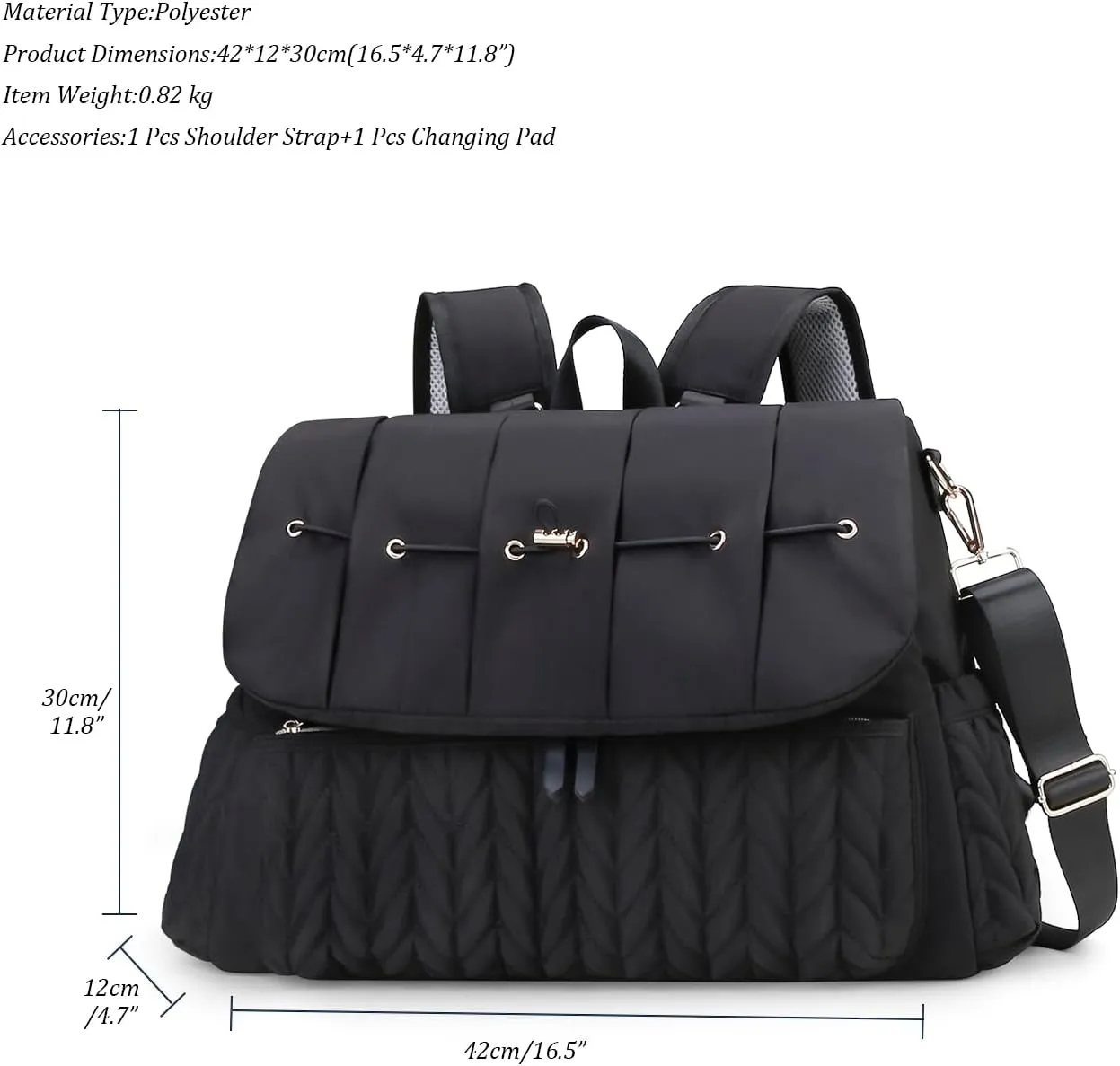 Lmbabter Diaper Bag Backpack Messenger Bag Travel Backpack Maternity Bags Stylish Baby Bag with Changing Pad for Mom (Black B)