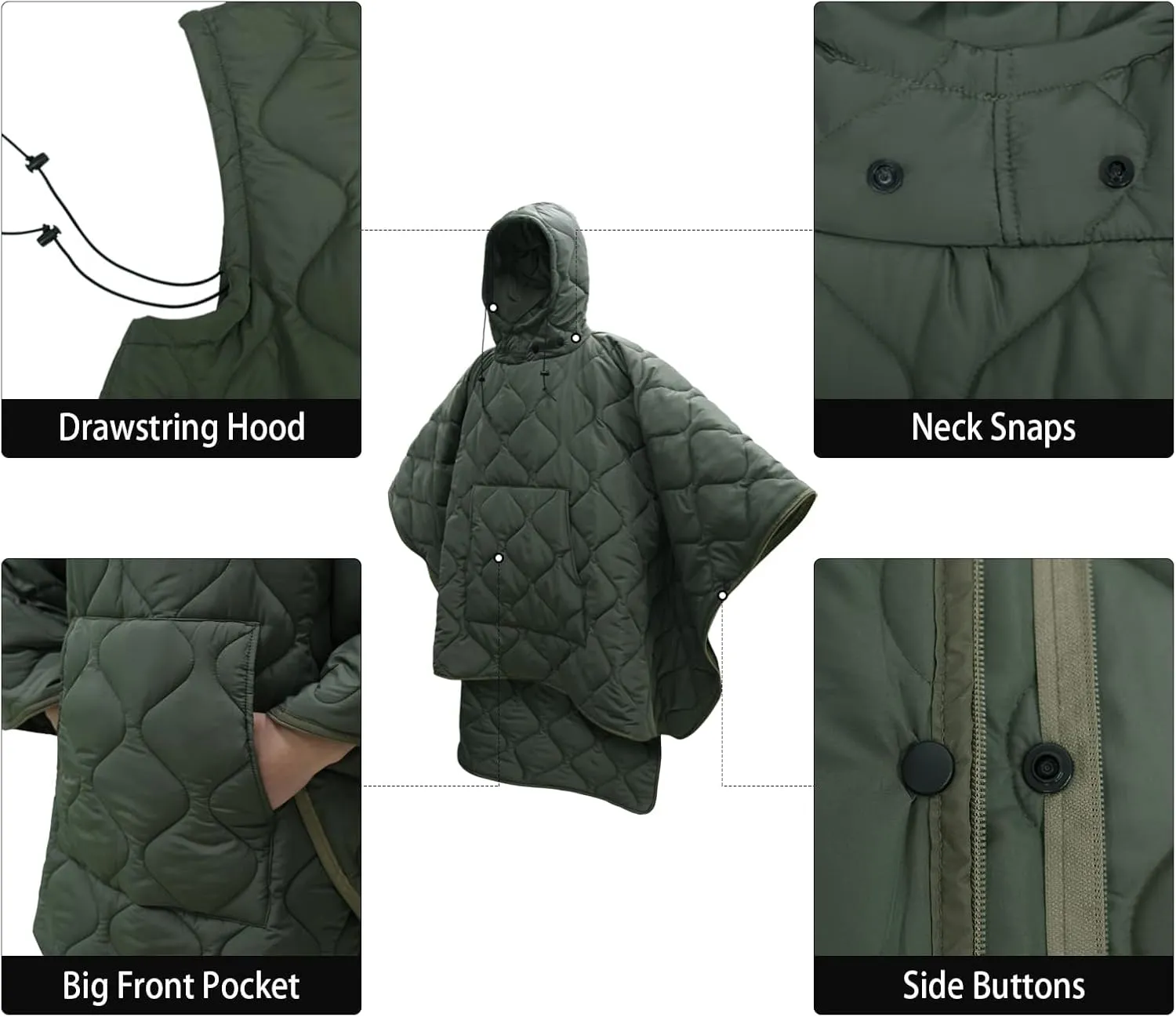 LOOGU Camo Blanket Waterproof Insulation Poncho Liner for Outdoor Camping, Hiking, Hunting, Survival, Backpacking, Picnicking
