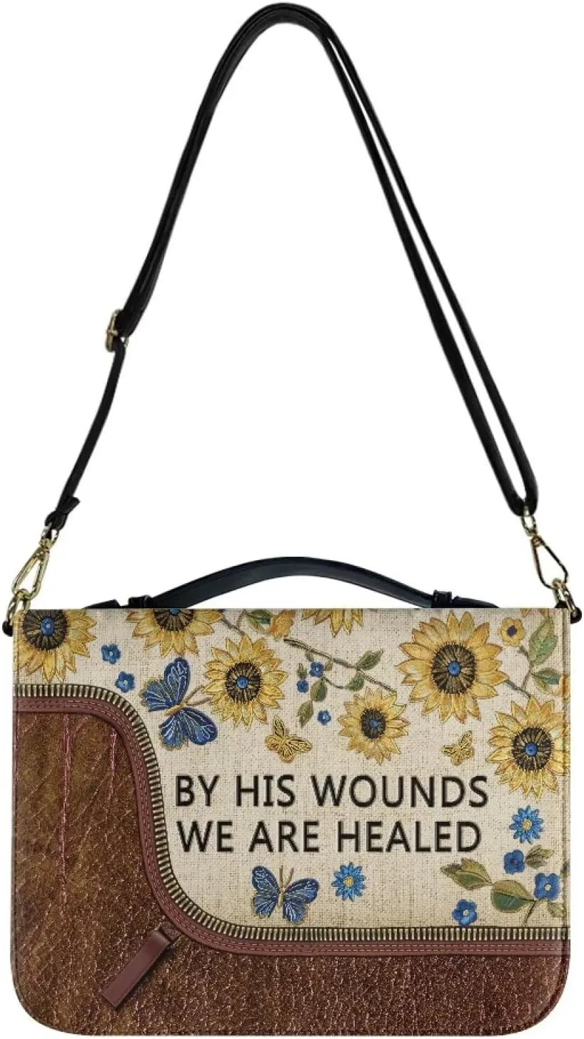 Lotusorchid Bible Tote Bag for Women Men, Bible Case with Pen Slot, Bible Book Cover with Removable Shoulder Strap