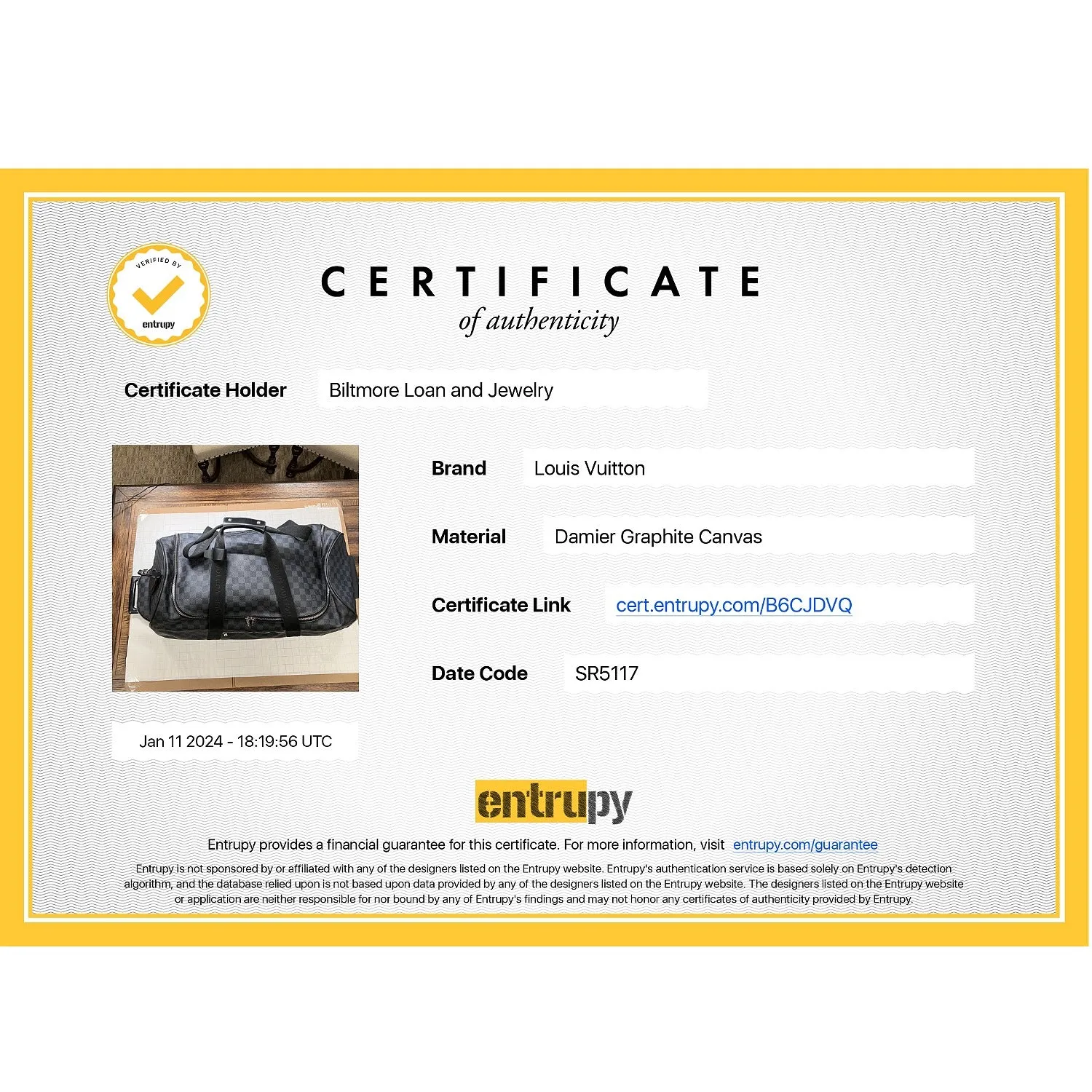 Louis Vuitton Damier Graphite Neo Eole 65 Rolling Duffle