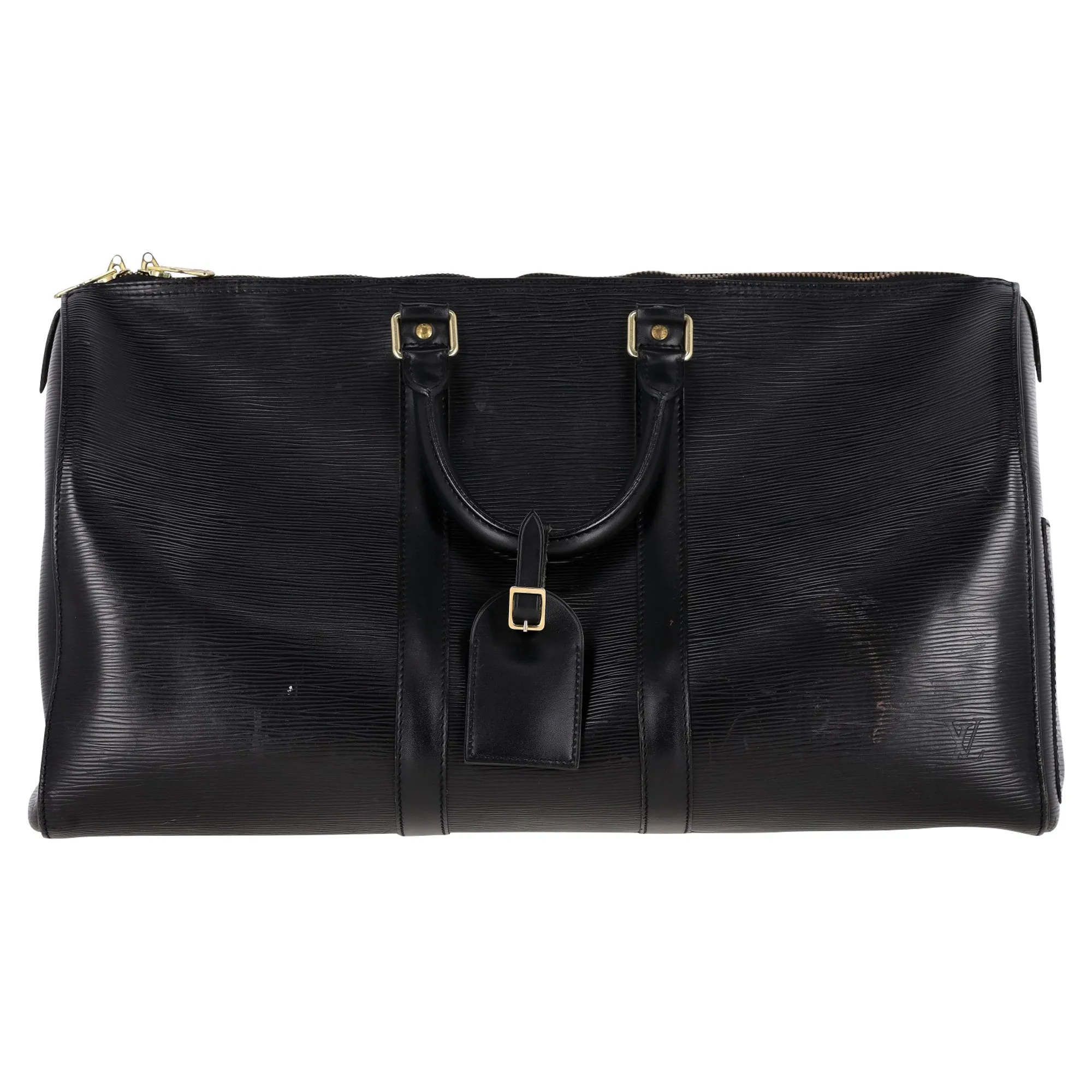 Louis Vuitton Keepall Bandoulière 50 Duffle Bag in Black Epi Leather