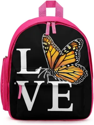 Love Monarch Butterfly Backpack Cute Mini Laptop Bag Travel Daypacks Adjustable Shoulder Strap Pink-style