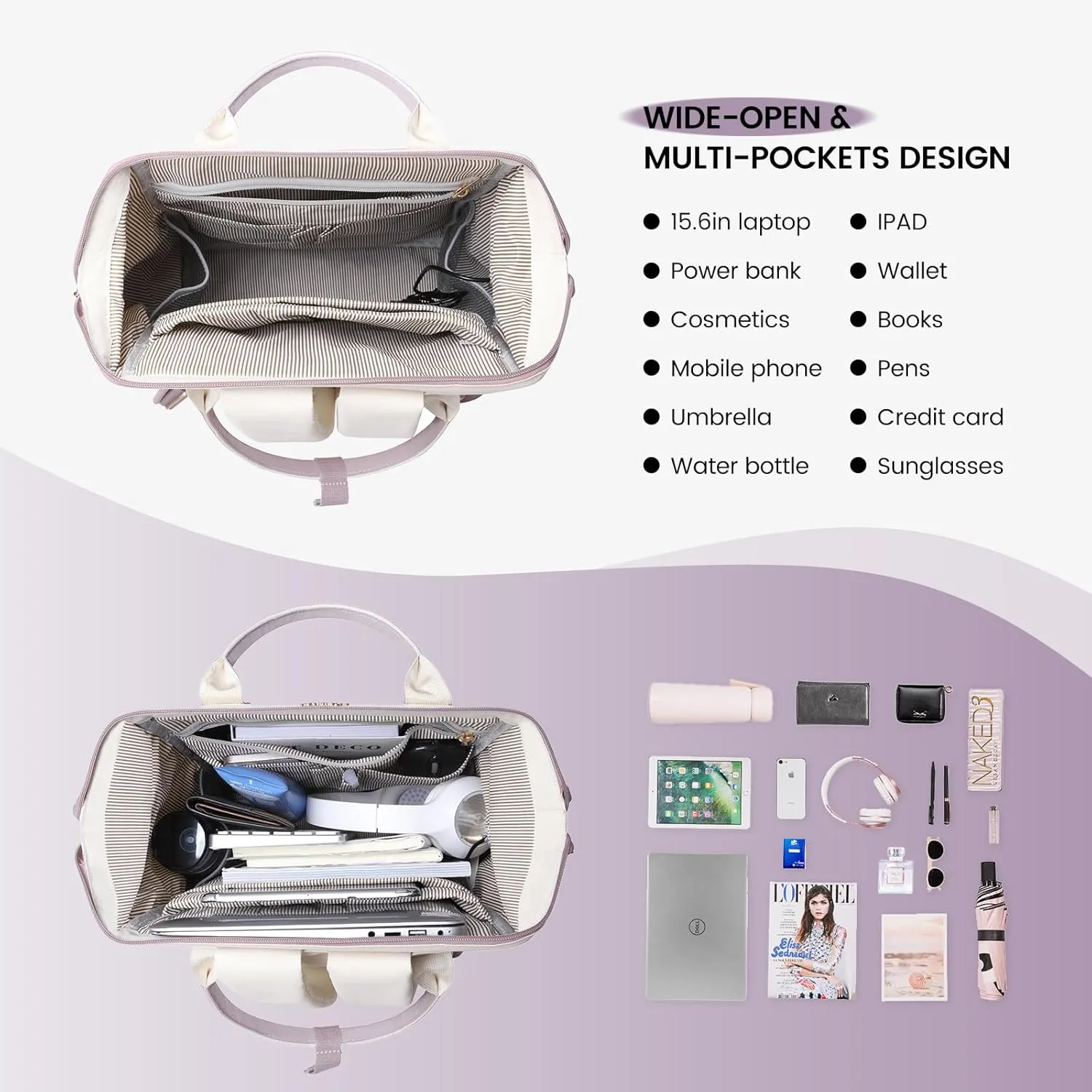 LOVEVOOK Laptop Backpack Purse for Women Waterproof Teacher Nurse Bag, 15.6 Inch Work Laptop Bag with USB Port, Business Travel Computer Backpack