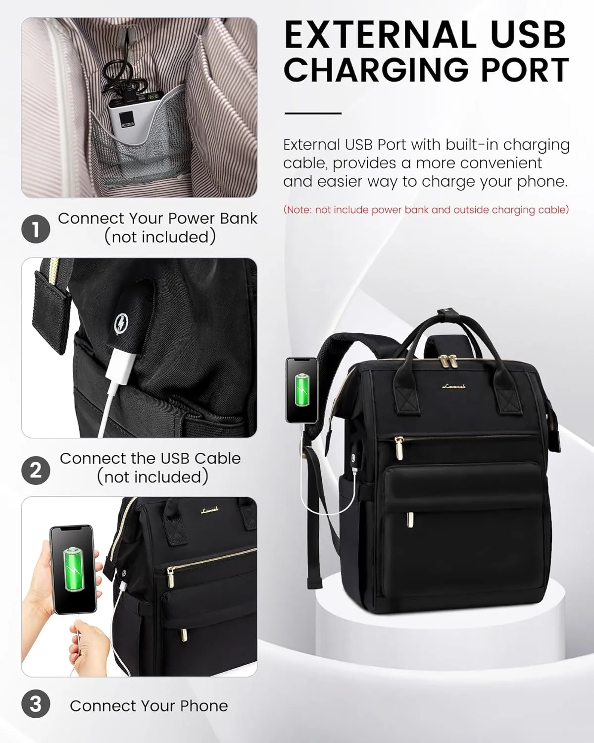 LOVEVOOK Laptop Backpack Purse for Women Waterproof Teacher Nurse Bag, 17.3 inch Work laptop Bag with USB Port, Business Travel Computer Backpack