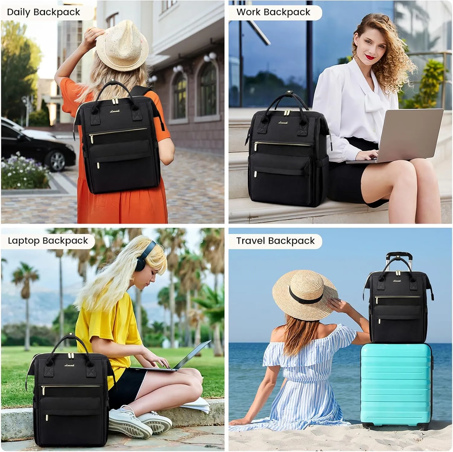 LOVEVOOK Laptop Backpack Purse for Women Waterproof Teacher Nurse Bag, 17.3 inch Work laptop Bag with USB Port, Business Travel Computer Backpack