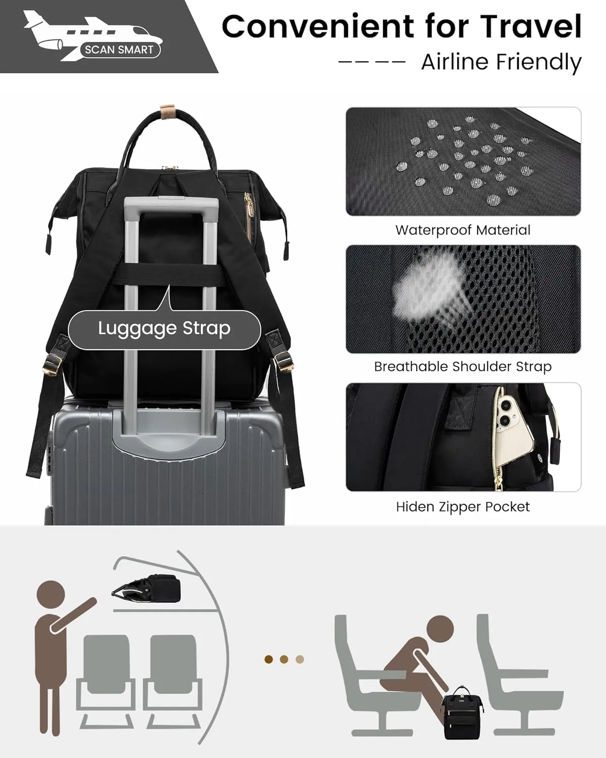 LOVEVOOK Laptop Backpack Purse for Women Waterproof Teacher Nurse Bag, 17.3 inch Work laptop Bag with USB Port, Business Travel Computer Backpack
