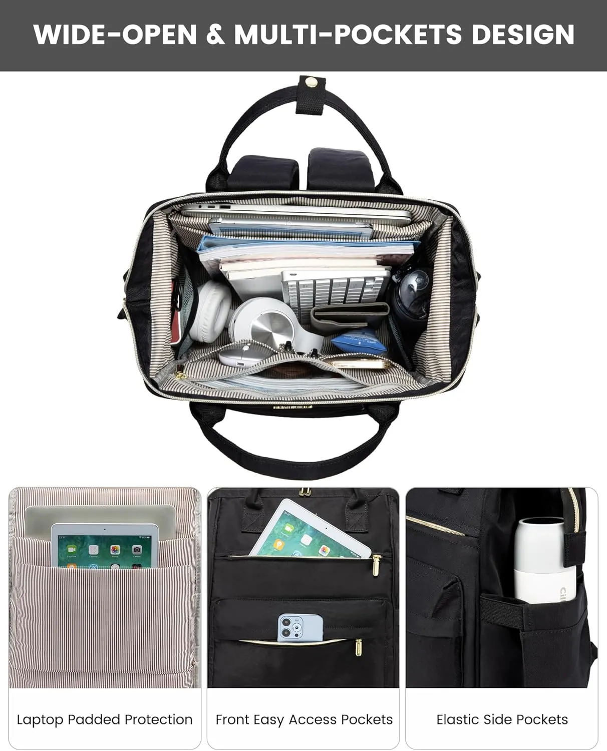 LOVEVOOK Laptop Backpack Purse for Women Waterproof Teacher Nurse Bag, 17.3 inch Work laptop Bag with USB Port, Business Travel Computer Backpack