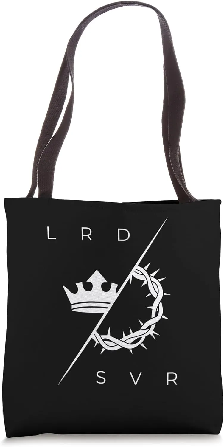 LRD SVR Minimalist Crown and Thorns Religious Art Symbol Tote Bag