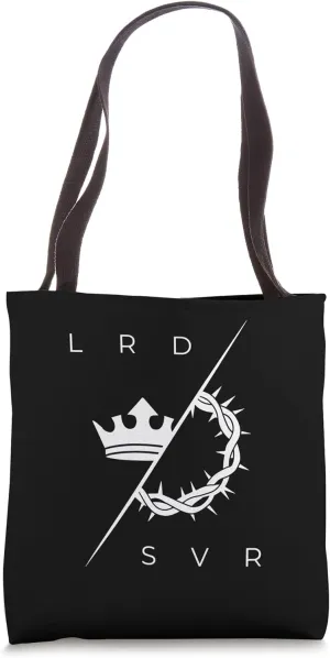 LRD SVR Minimalist Crown and Thorns Religious Art Symbol Tote Bag