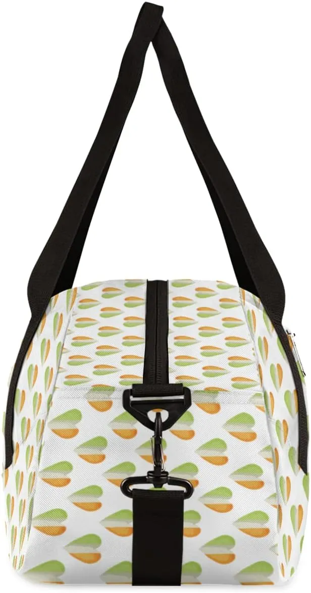 Lucky Clover Leaves Kids Duffel Bag for Girls Boys Teens, Irish Heart Custom Name Dance Bag Overnight Small Duffel Bag Carry On Weekend Sports Gym Travel Bag for School Practice Gymnastics Ballet