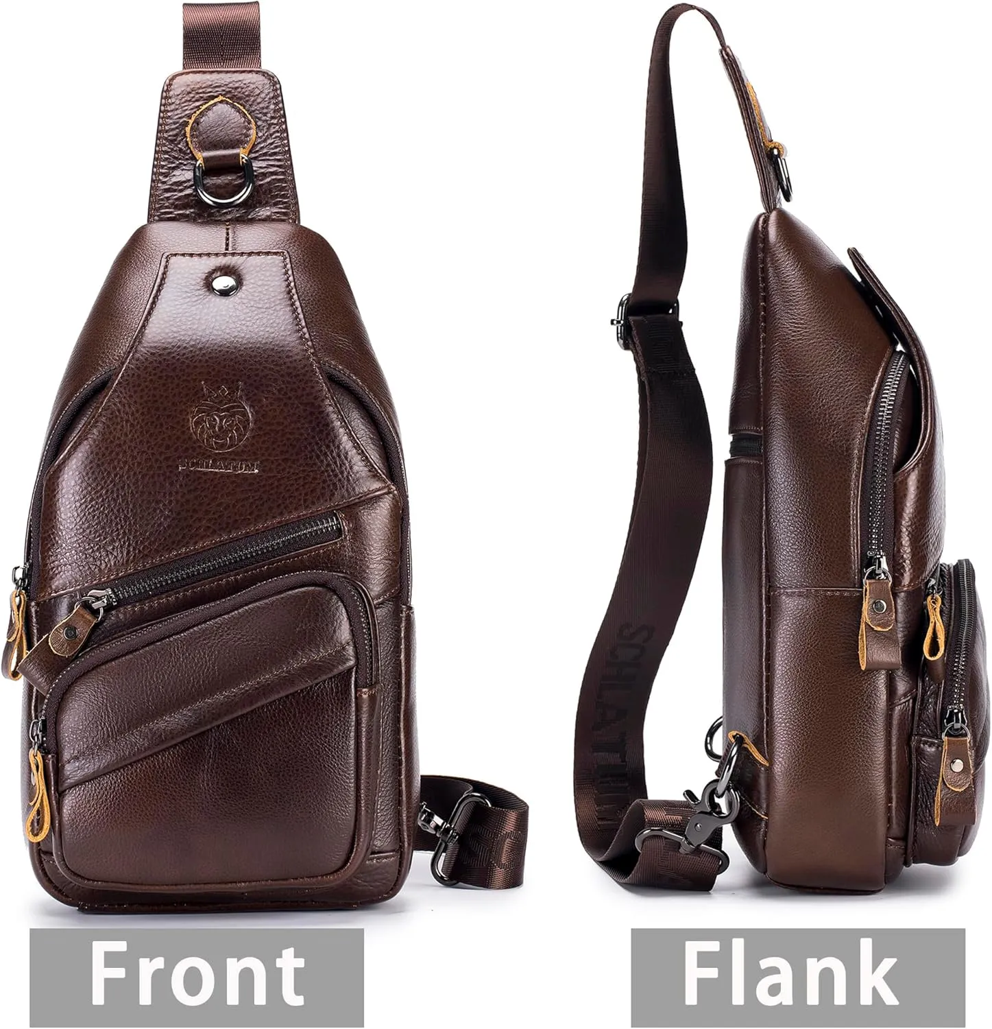 LUKZIJAES Genuine Leather Sling Bag for Men