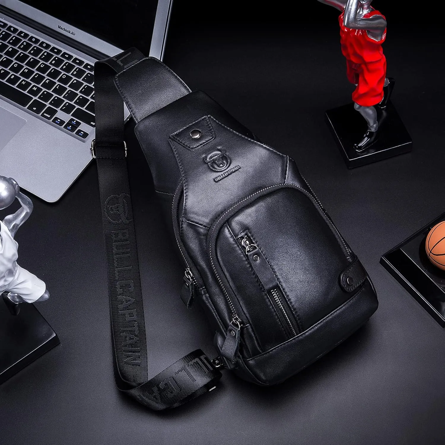 LUKZIJAES Genuine Leather Sling Bag for Men